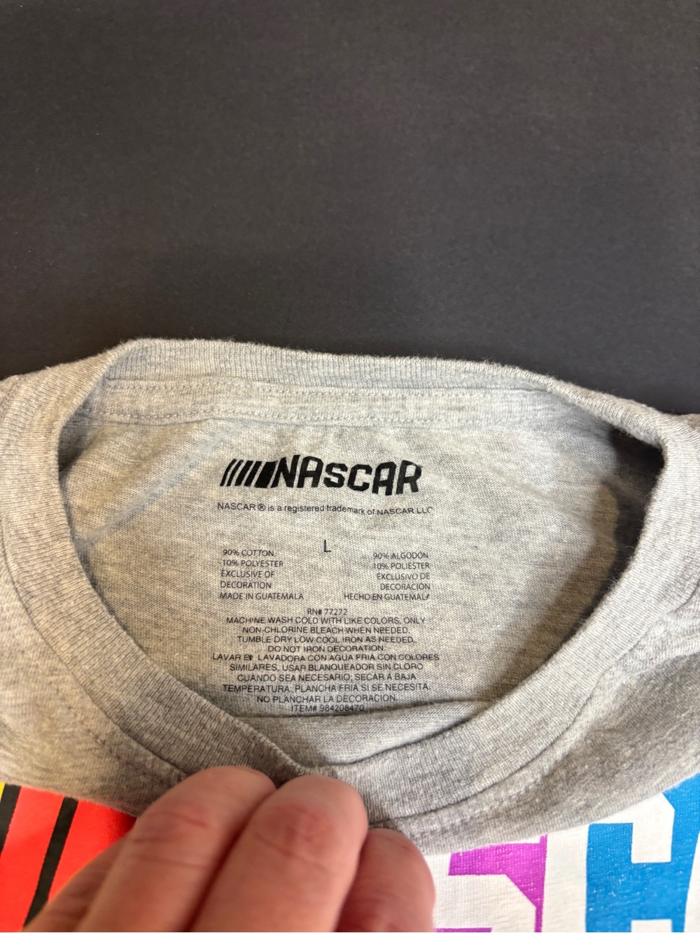 NASCAR Grey Graphic Racing Tee - Large Oversized - Picture 4 of 4